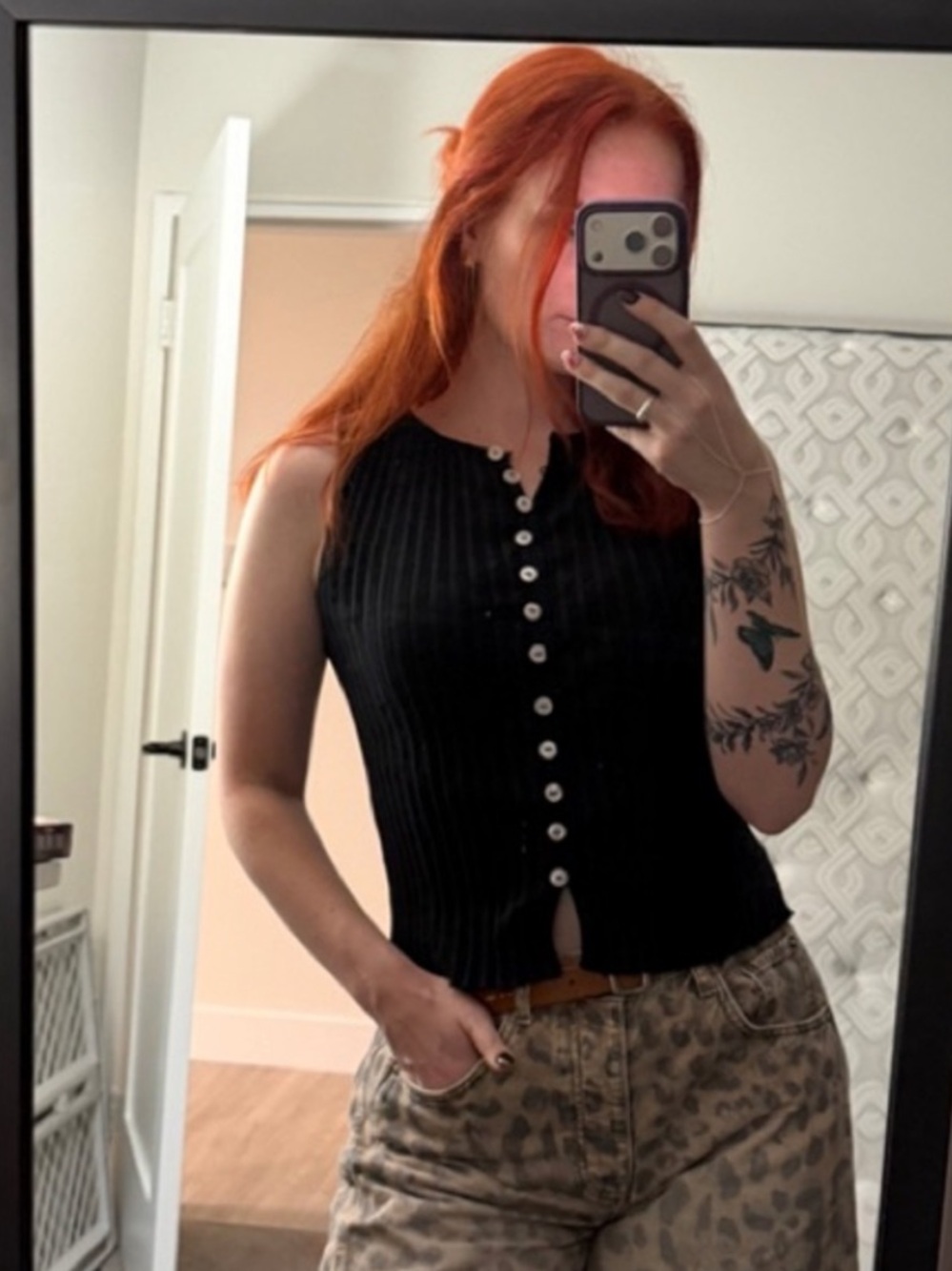 Free People Tilly Ribbed Vest in Black
